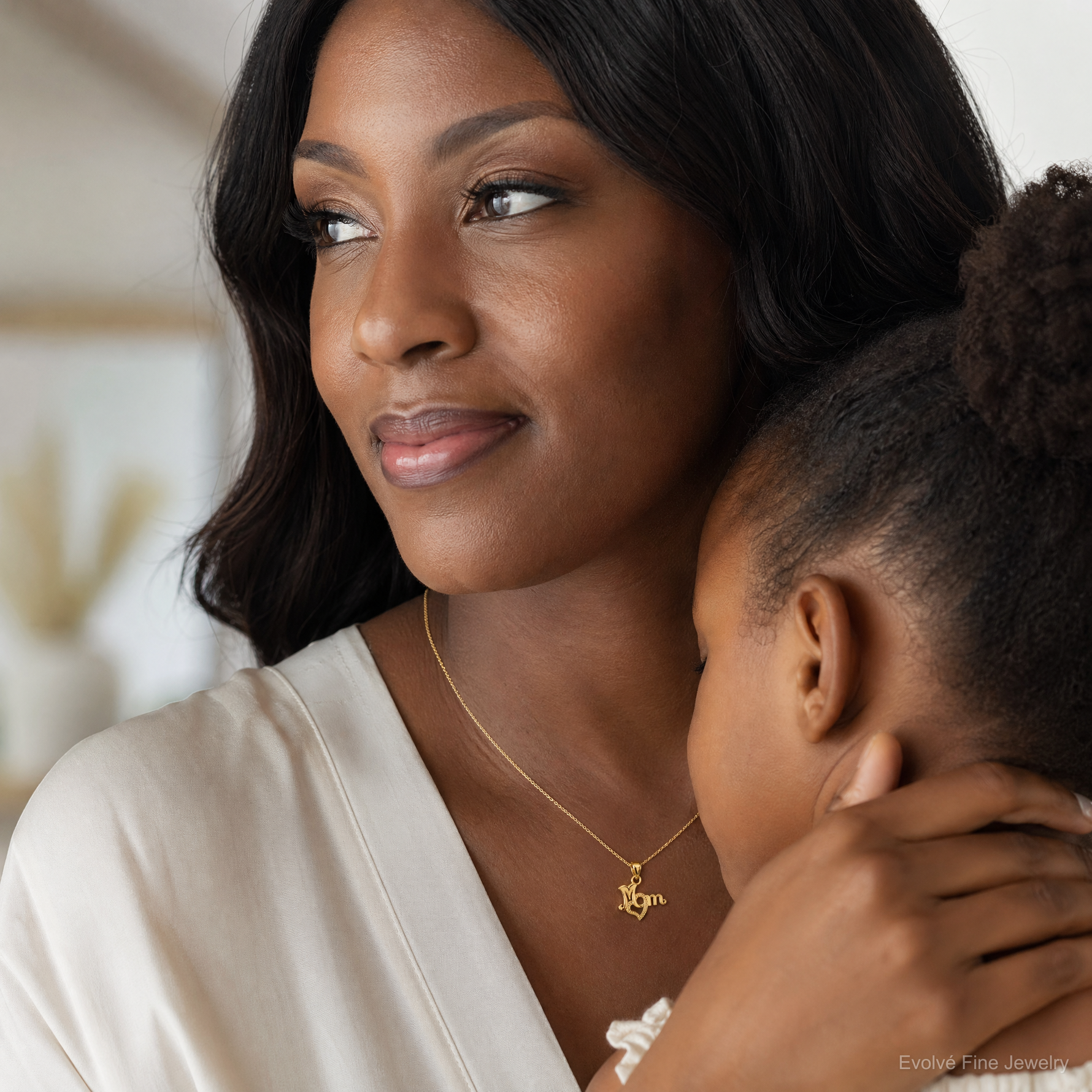 14K MOM with Heart Charm - Model Shot
