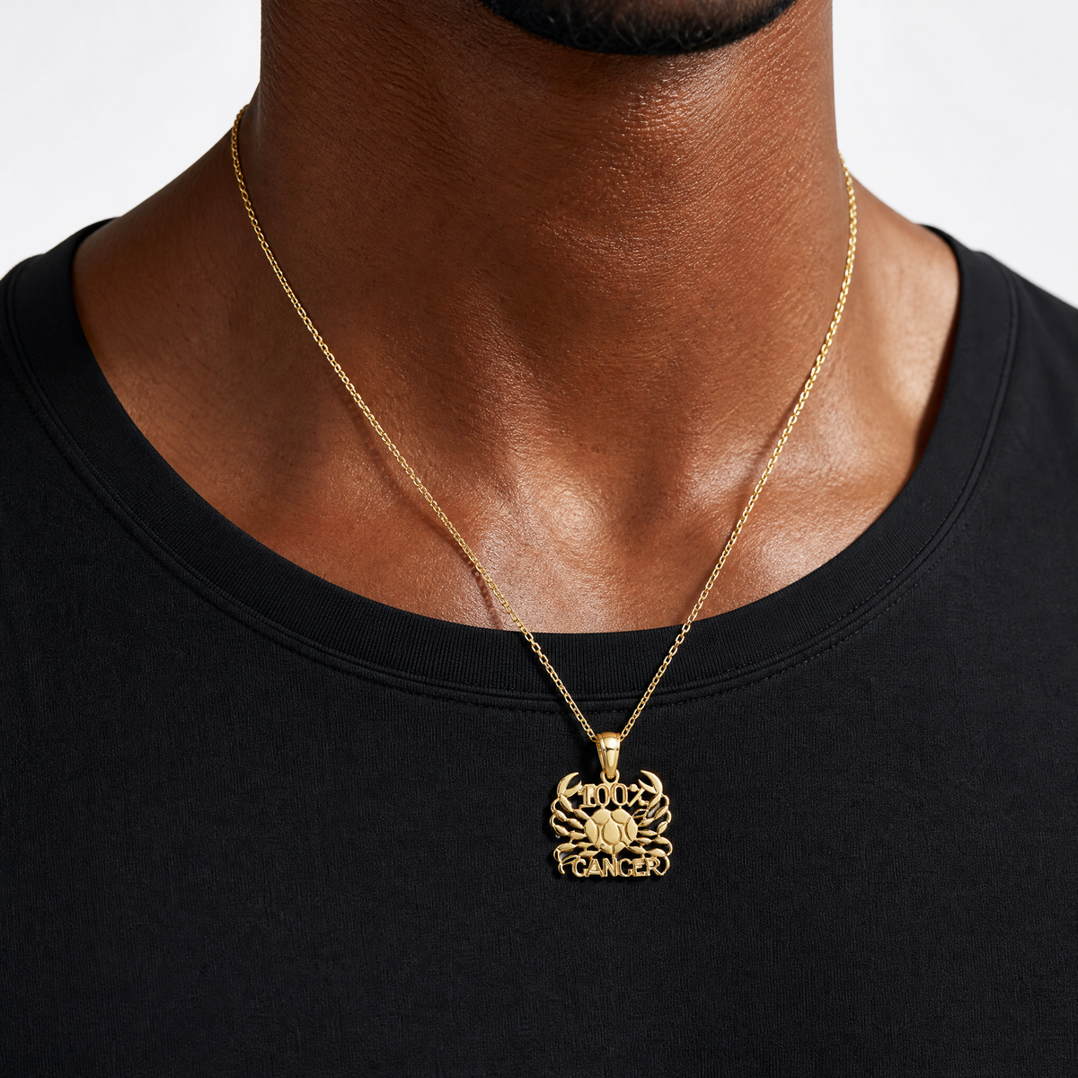 14K 100% CANCER Zodiac Charm - Model Shot