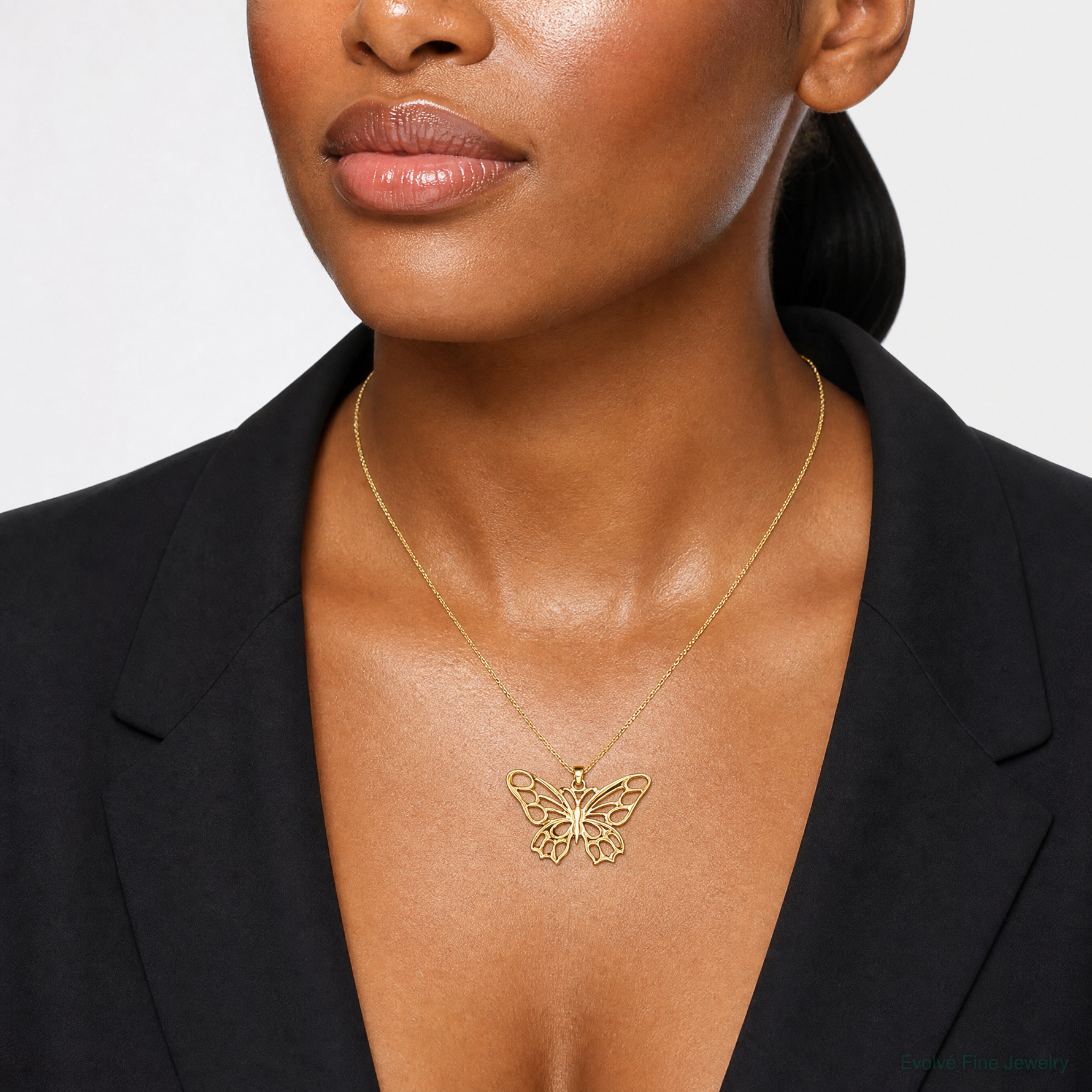 14K Butterfly Cut-out Pendant - Model Shot