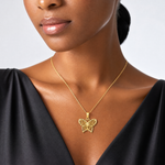 14K Diamond-cut Butterfly Pendant - Model Shot