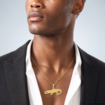 14K Textured Alligator Pendant - Model Shot