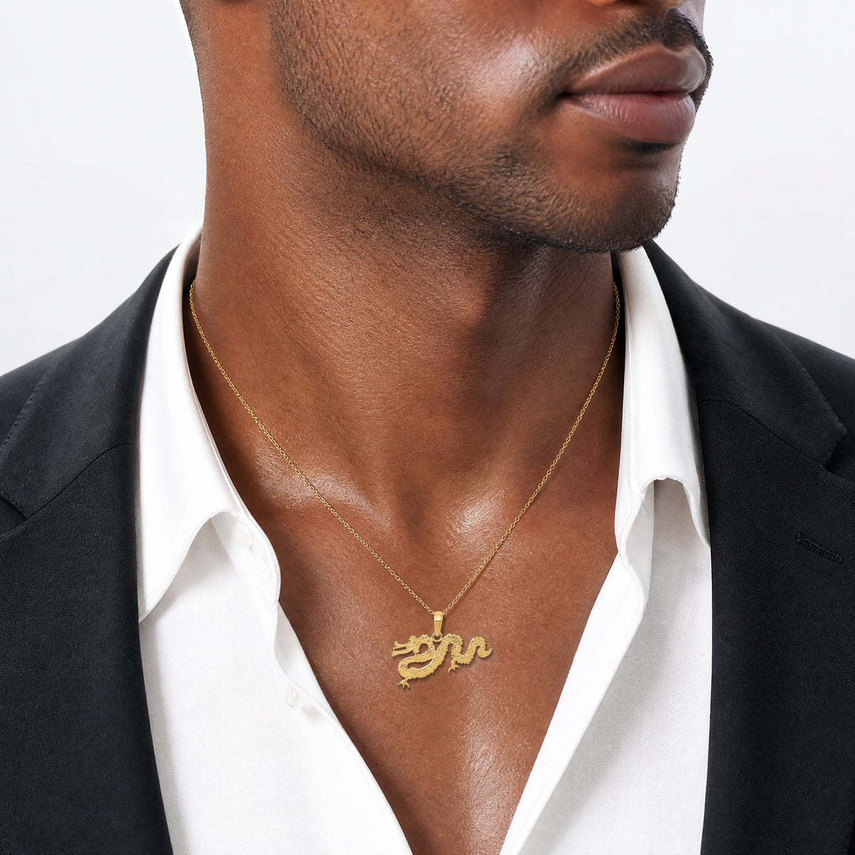 14K Dragon Pendant - Model Shot