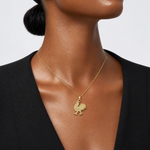 14K Rooster Pendant - Model Shot