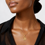 14K Cut-out Round Frame Yoga Om Symbol Pendant - Model Shot