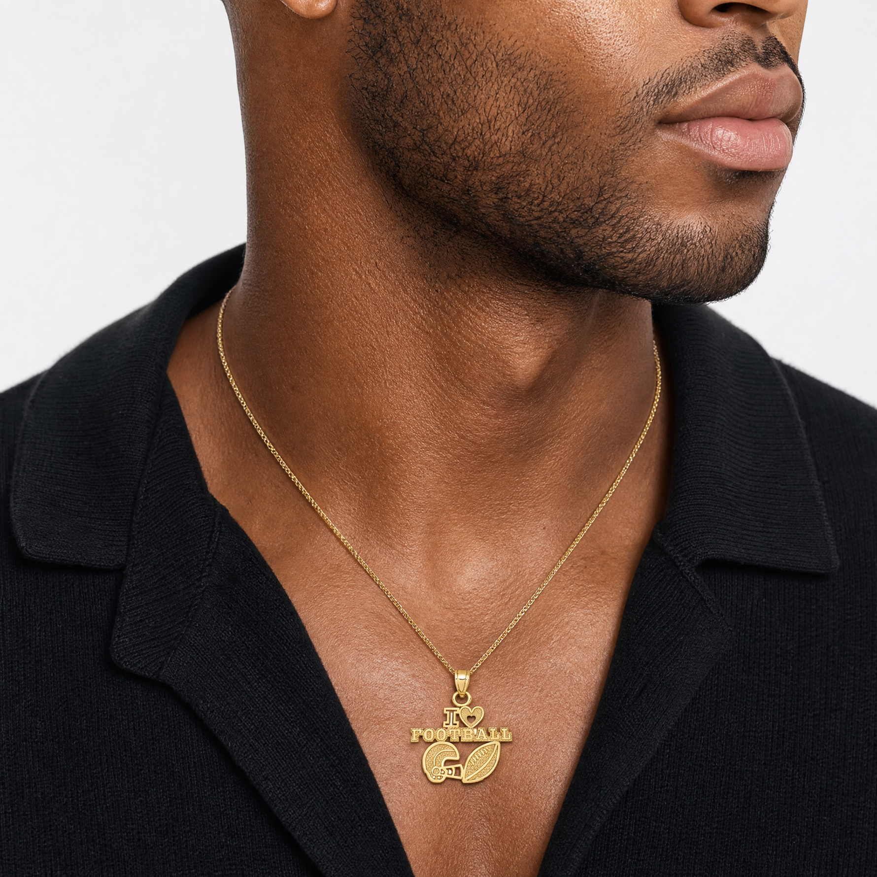 14K I HEART FOOTBALL Charm - Model Shot