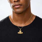 14k Polished/Textured Claddagh Pendant - Model Shot