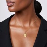 14k Polished Small Fleur De Lis in Oval Pendant - Model Shot
