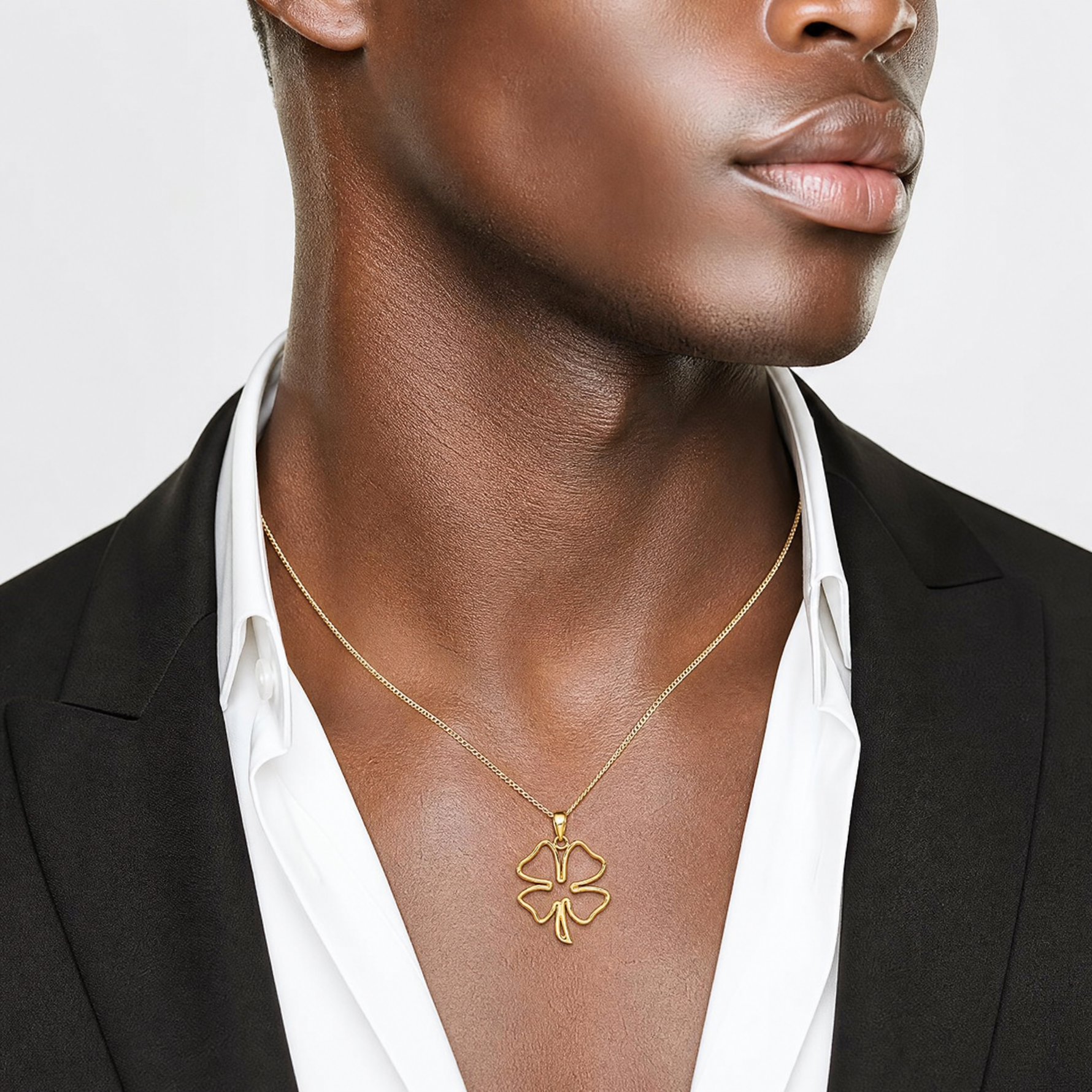 14k Polished Cut Out 4-Leaf Clover Pendant - Model Shot