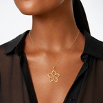 14k Polished Cut Out Flower Pendant - Model Shot