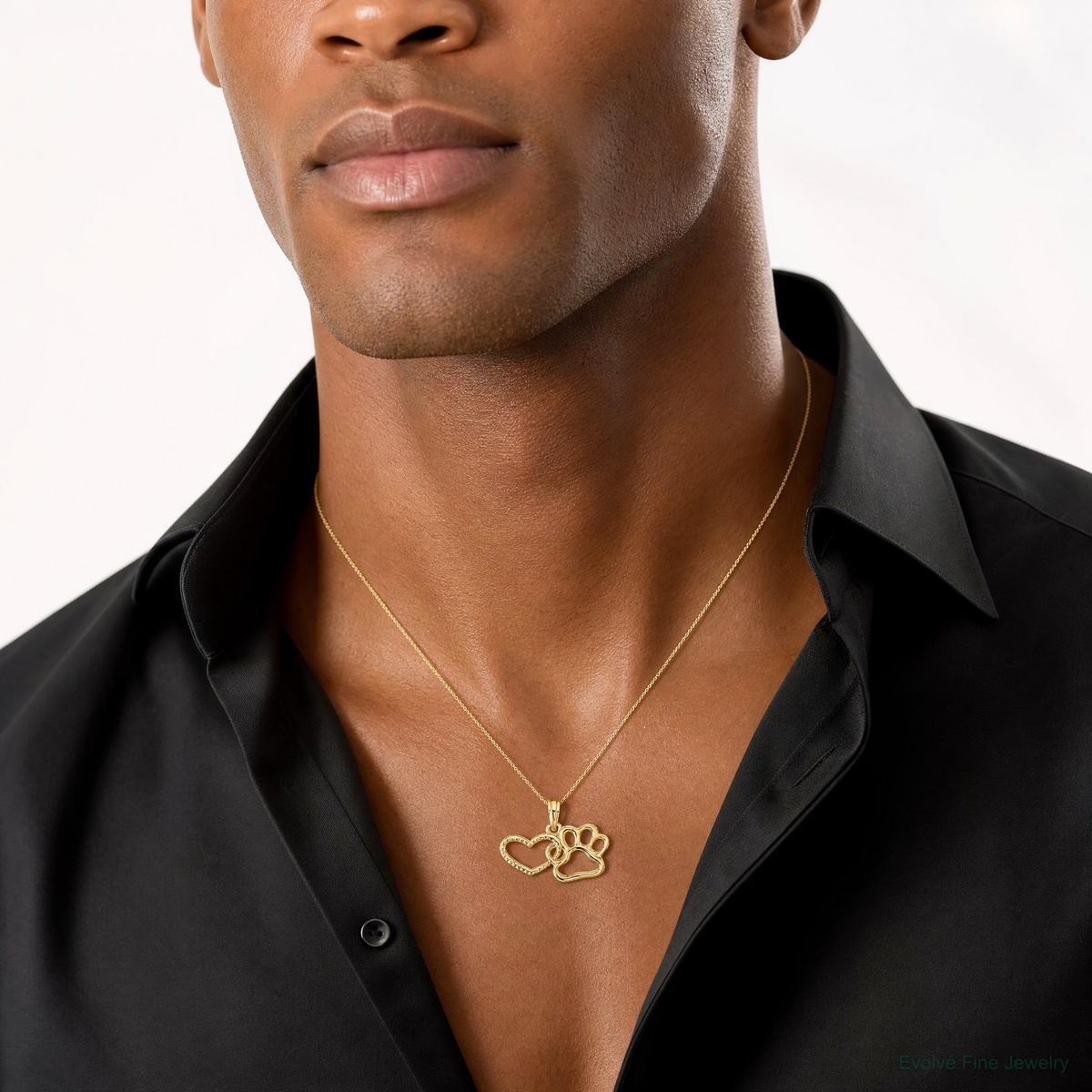 14K Polished Fancy Heart and Paw Charm - Model Shot
