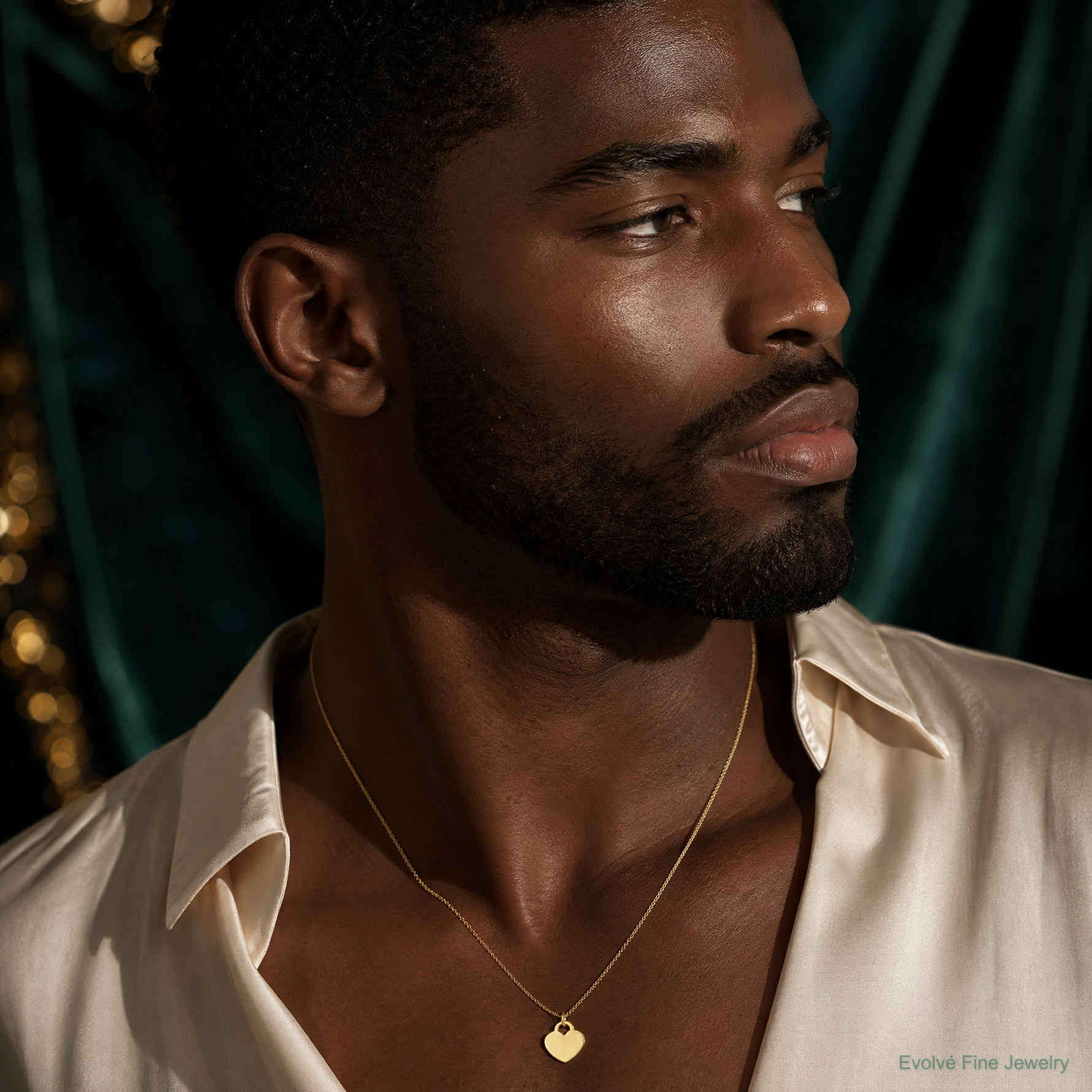 14K Polished Heart Shaped Disc Pendant - Model Shot