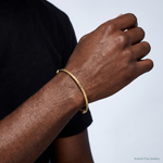 14K Polished and Textured Hinged Bangle Bracelet - Model Shot