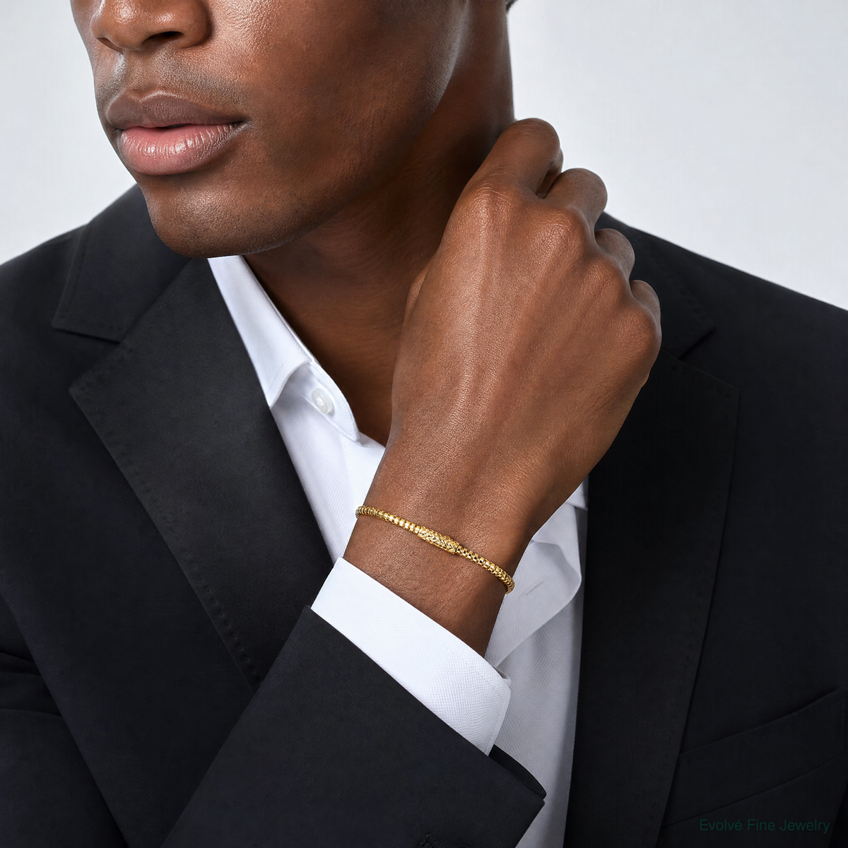 14K Polished and Diamond-cut Fancy Spiral Bangle - Model Shot