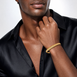14K Polished and Textured Graduated Hinged Bangle - Model Shot