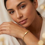 14k Semi-Solid Figaro Link ID Bracelet - Model Shot