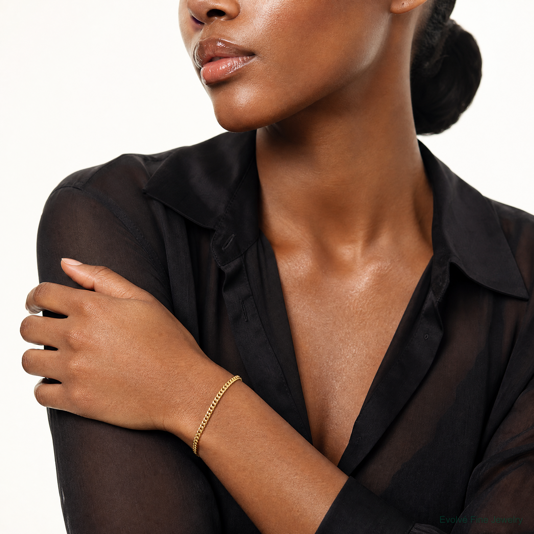 14k 3.5mm Solid Miami Cuban Chain - Model Shot