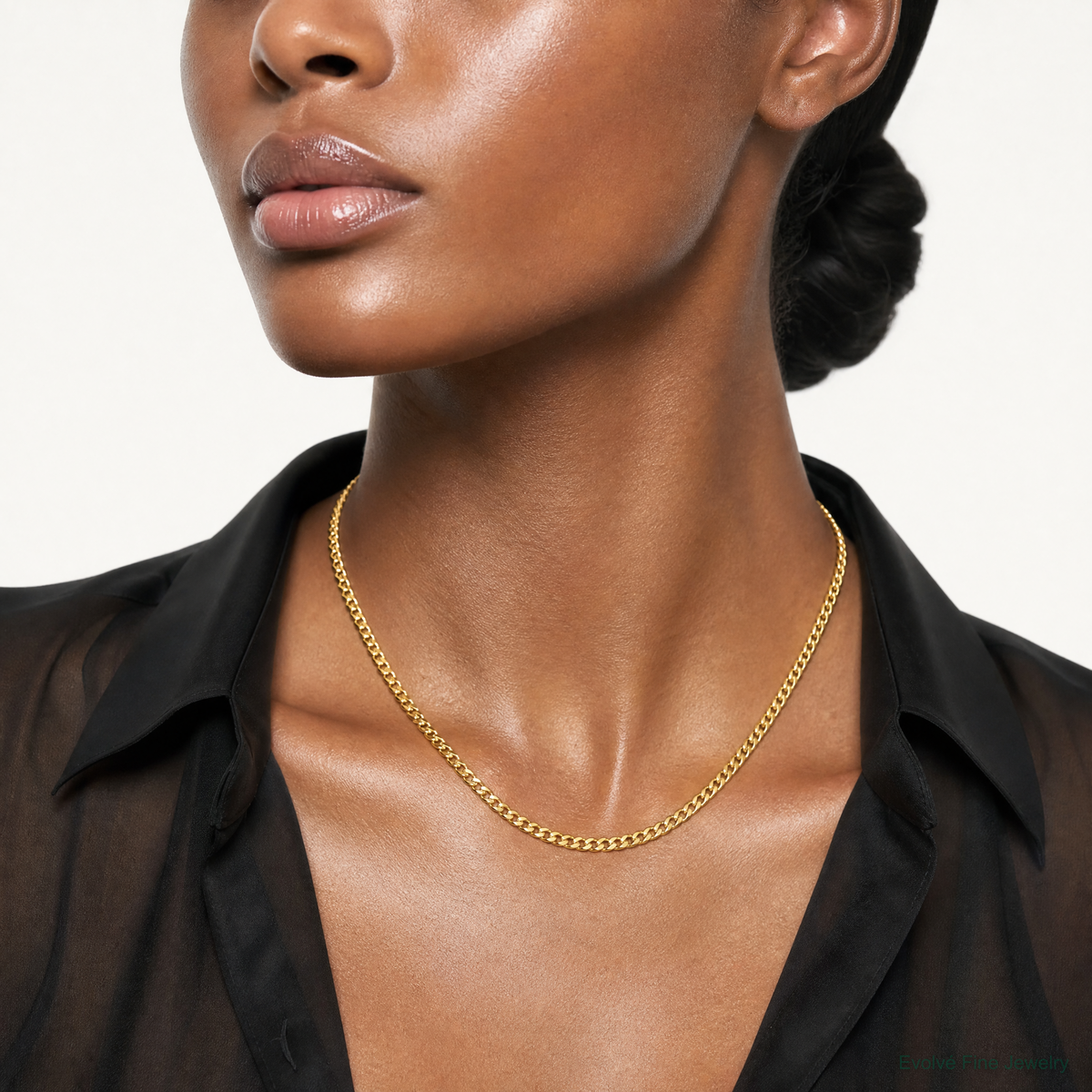 14k 4.25mm Solid Miami Cuban Chain - Model Shot