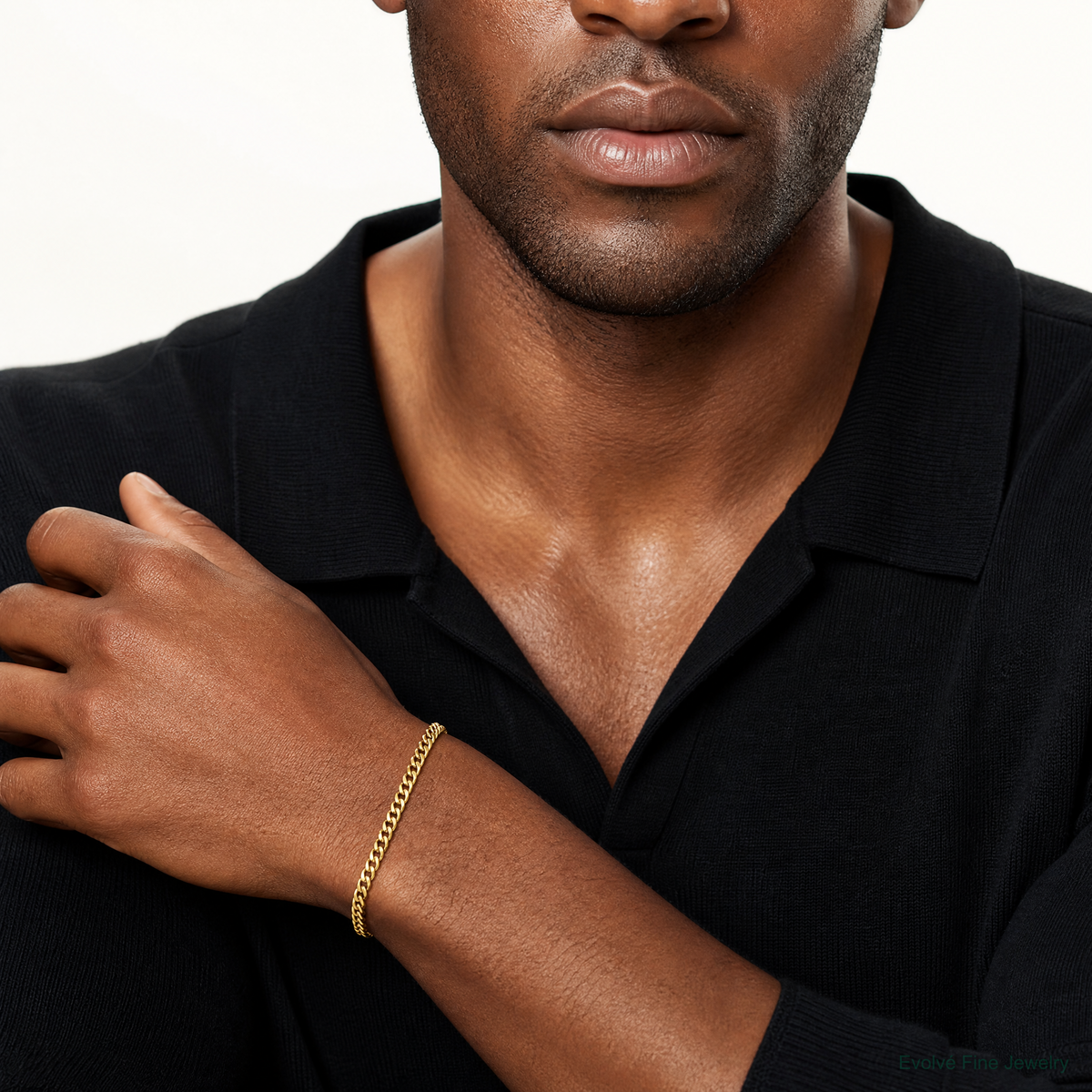 14k 4.25mm Solid Miami Cuban Chain - Model Shot