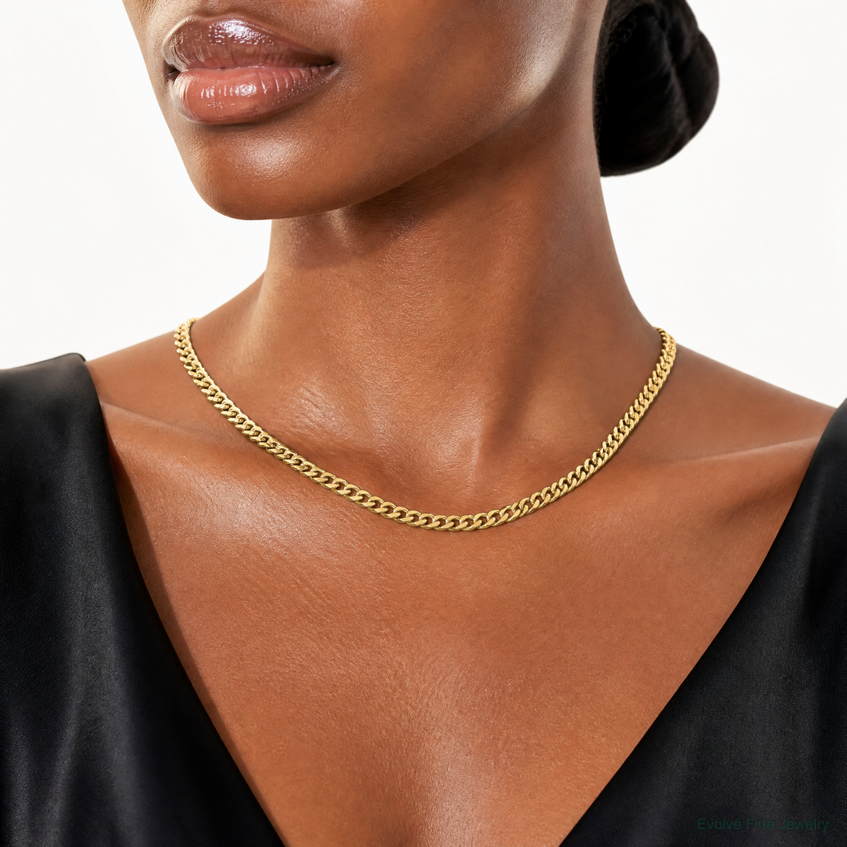 14k 4.3mm Solid Miami Cuban Chain - Model Shot