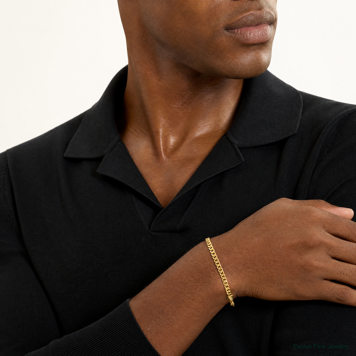 14k 4.3mm Solid Miami Cuban Chain - Model Shot