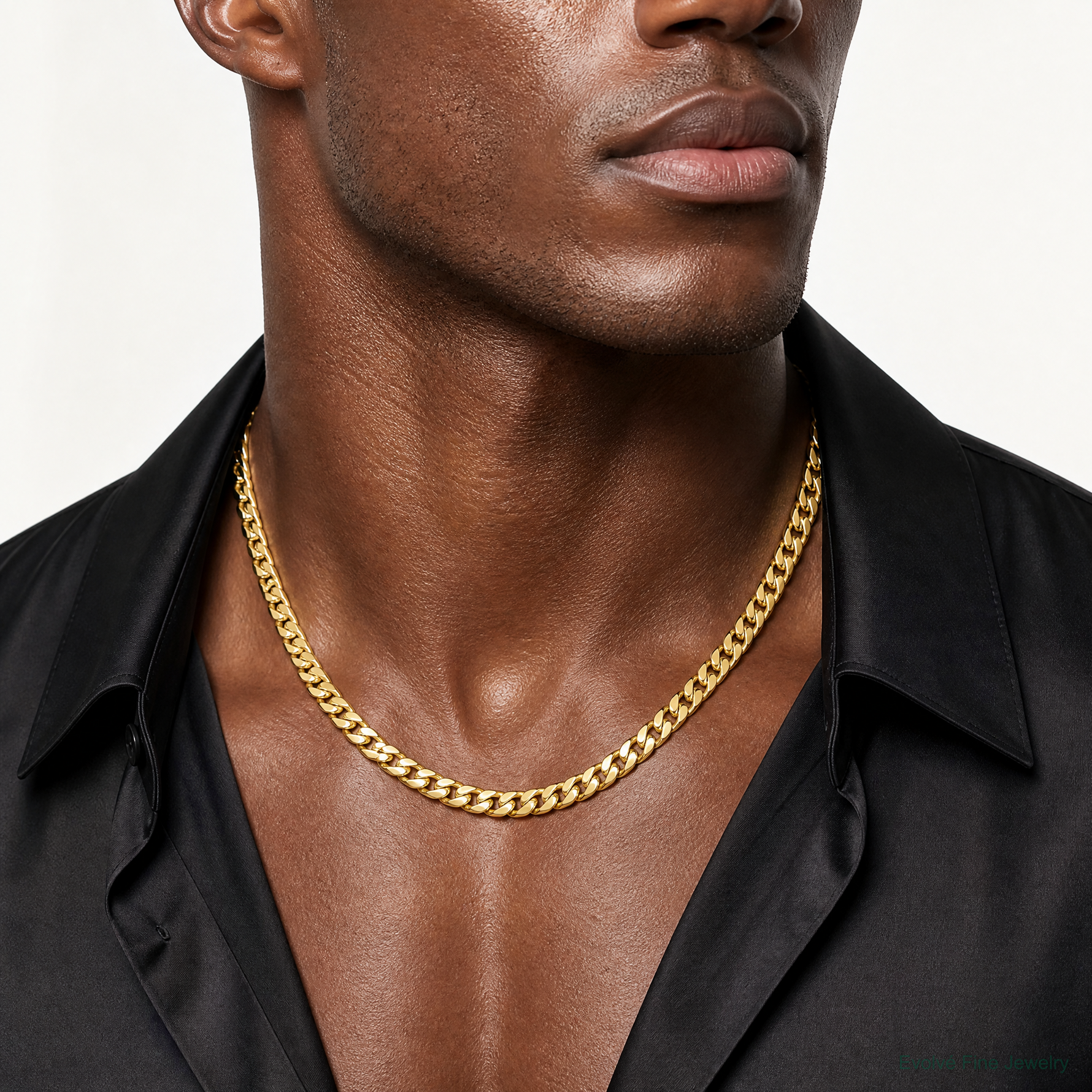14k 6.25mm Solid Miami Cuban Chain - Model Shot
