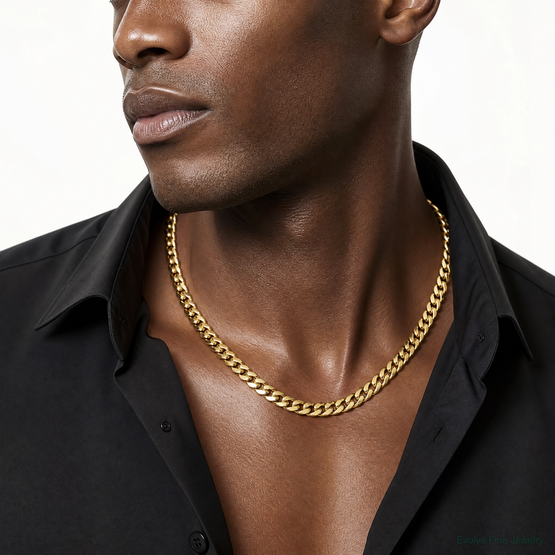 14k 8mm Solid Miami Cuban Chain - Model Shot