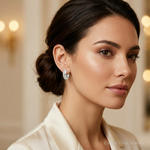 14k WG Dia. Fascination Dia. Dust/Accent Hinged Hoop Earrings - Model Shot