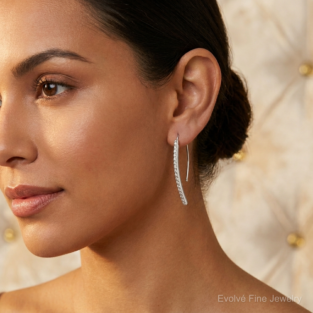 14k WG Diamond Fascination Diamond Dust/Accent Earrings - Model Shot