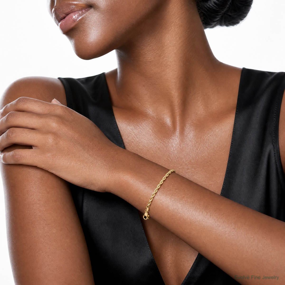 14k 2mm Semi-solid D/C Rope Chain - Model Shot