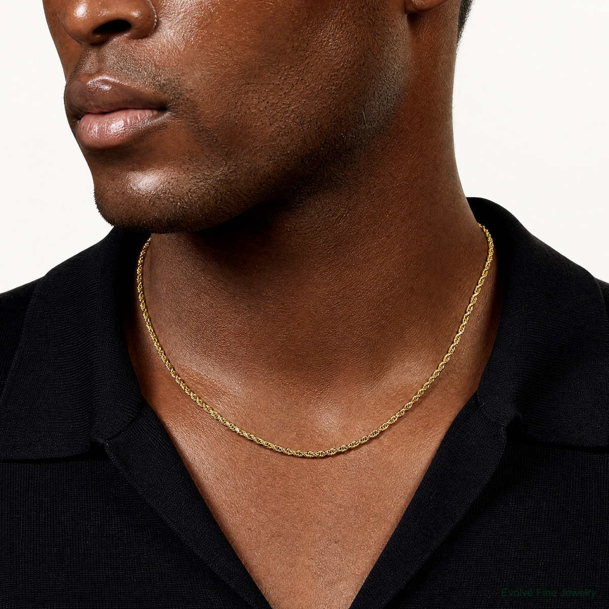 14k 2.5mm Semi-solid D/C Rope Chain - Model Shot