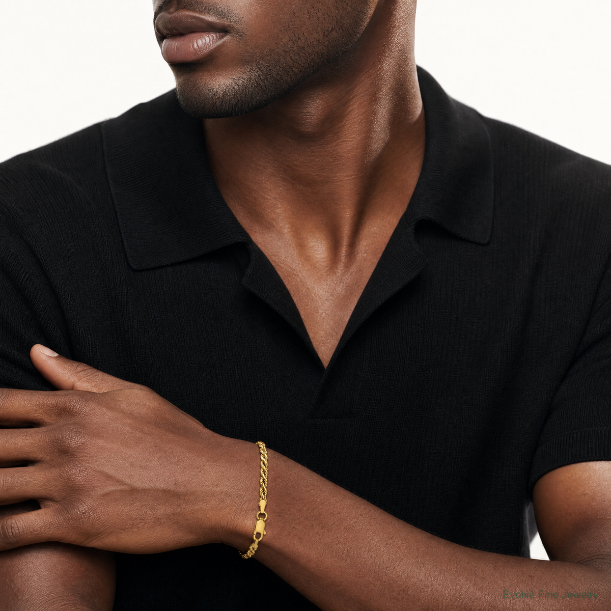 14k 3mm Semi-solid D/C Rope Chain - Model Shot
