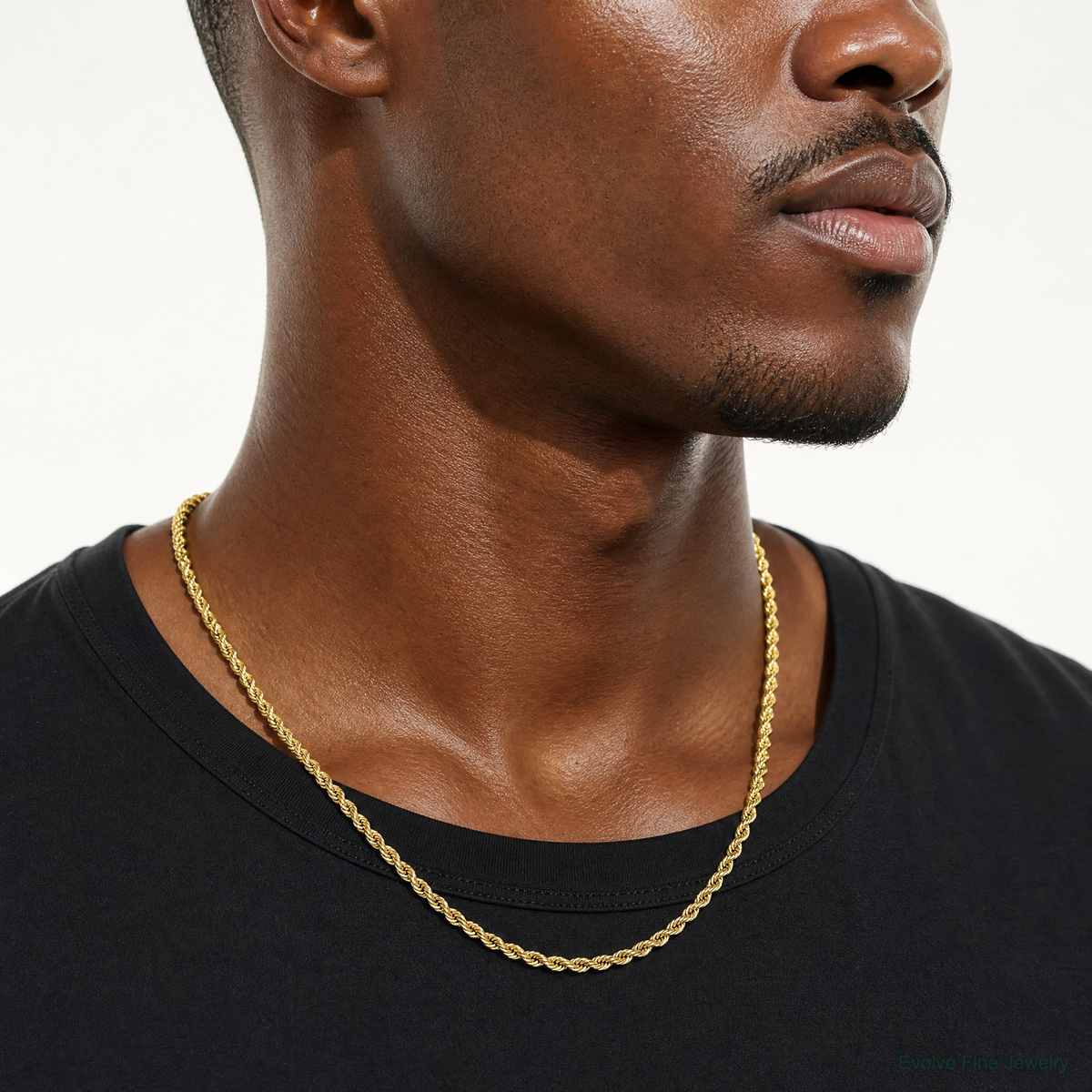 14k 4.9mm Semi-solid D/C Rope Chain - Model Shot