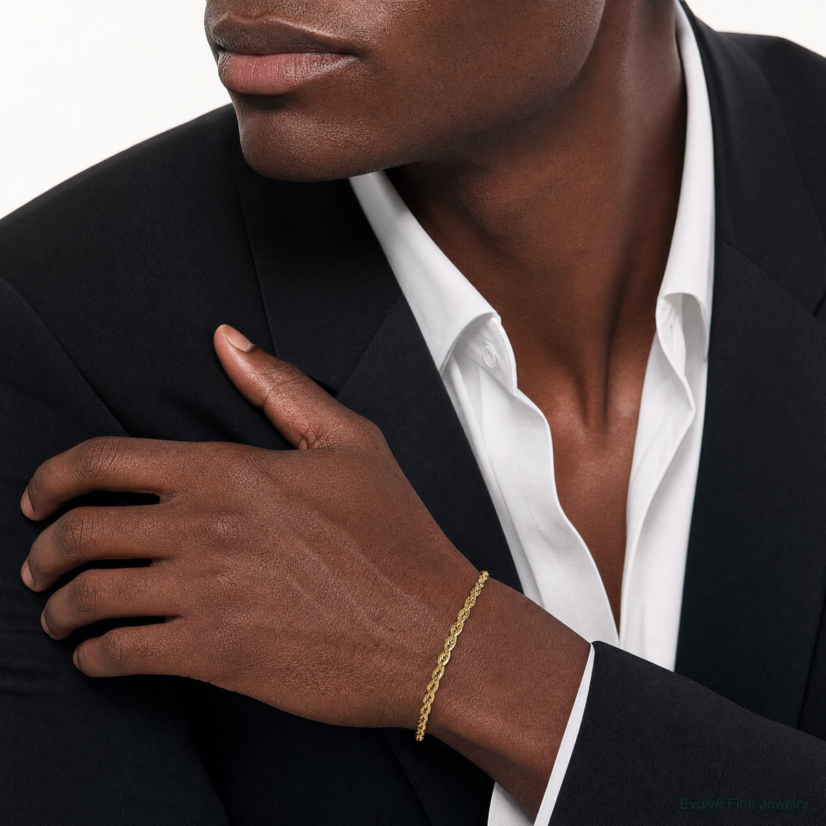 14k 5.5mm Semi-solid D/C Rope Chain - Model Shot