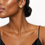 14k Polished & Twisted Fancy Omega Back Post Earrings - Model Shot