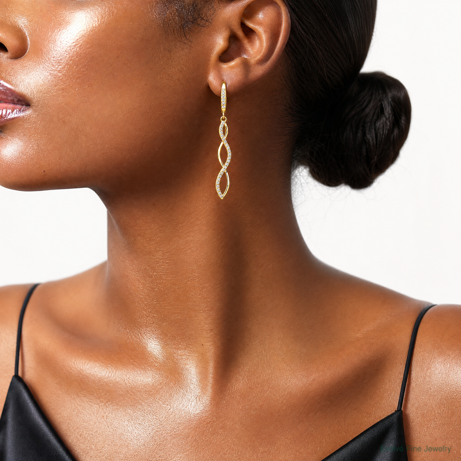 14k Diamond Leverback Earrings - Model Shot