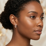 14k Rose Gold Diamond Hinged Hoop Earrings - Model Shot