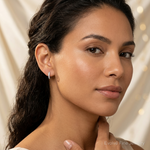 14k White Gold Diamond Hinged Hoop Earrings - Model Shot