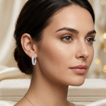 14k White Gold Diamond Complete Hinged Hoop Earrings - Model Shot
