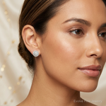 14k White Gold Diamond Cluster Post Earrings - Model Shot