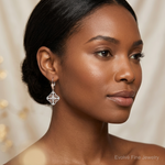 14k White Gold w/Rose Rhodium Diamond Leverback Earrings - Model Shot