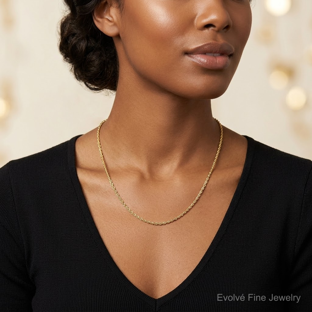 14k 2.5mm Ultra D/C Rope Chain - Model Shot