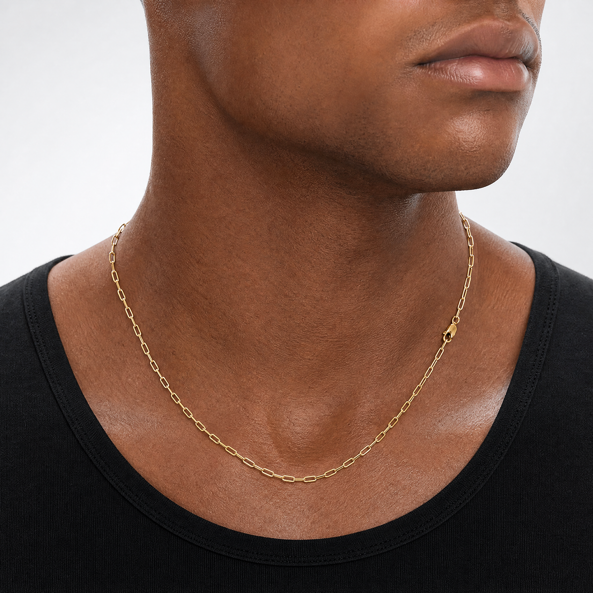 Leslie's Sterling Silver Gold-plt 2.3mm Paperclip 1in+1in Adjustable Chain - Model Shot