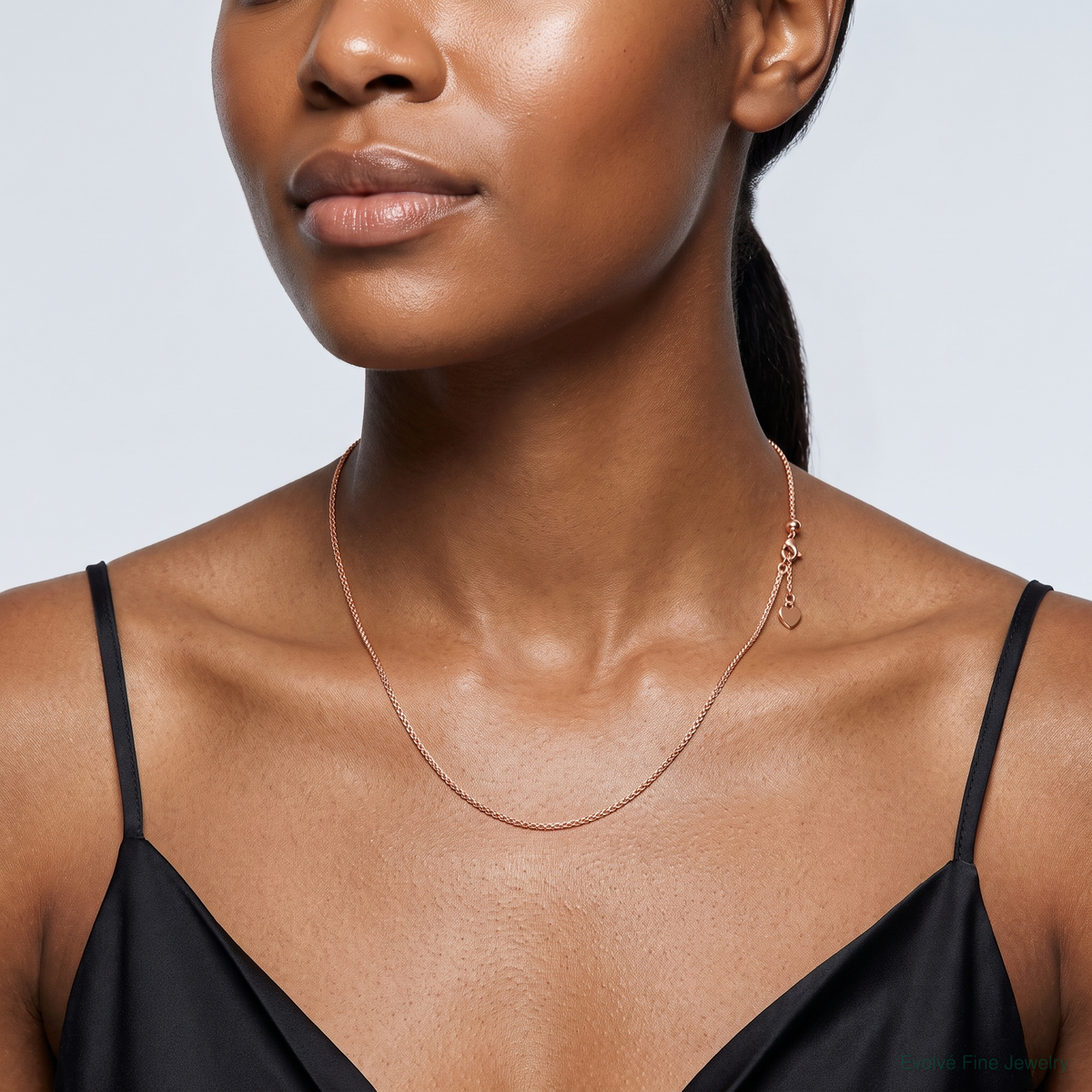 Leslie's Sterling Silver Rose Gold-plated Adjustable 1mm Spiga Chain - Model Shot