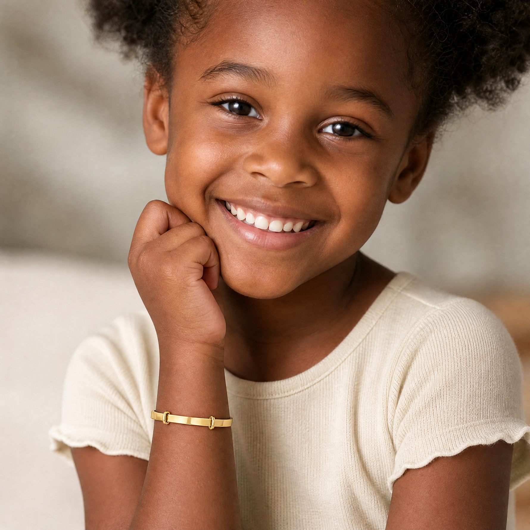 14K Madi K Polished Expandable Baby Bangle - Model Shot