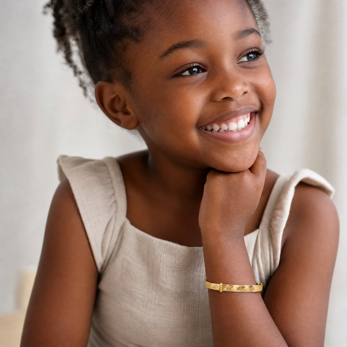 14K Madi K Polished D/C Expandable Baby Bangle - Model Shot