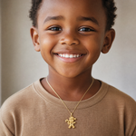 14k Madi K Polished Smiling Gingerbread Pendant - Model Shot