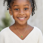 14k Madi K 3mm Emerald Heart Birthstone Necklace - Model Shot
