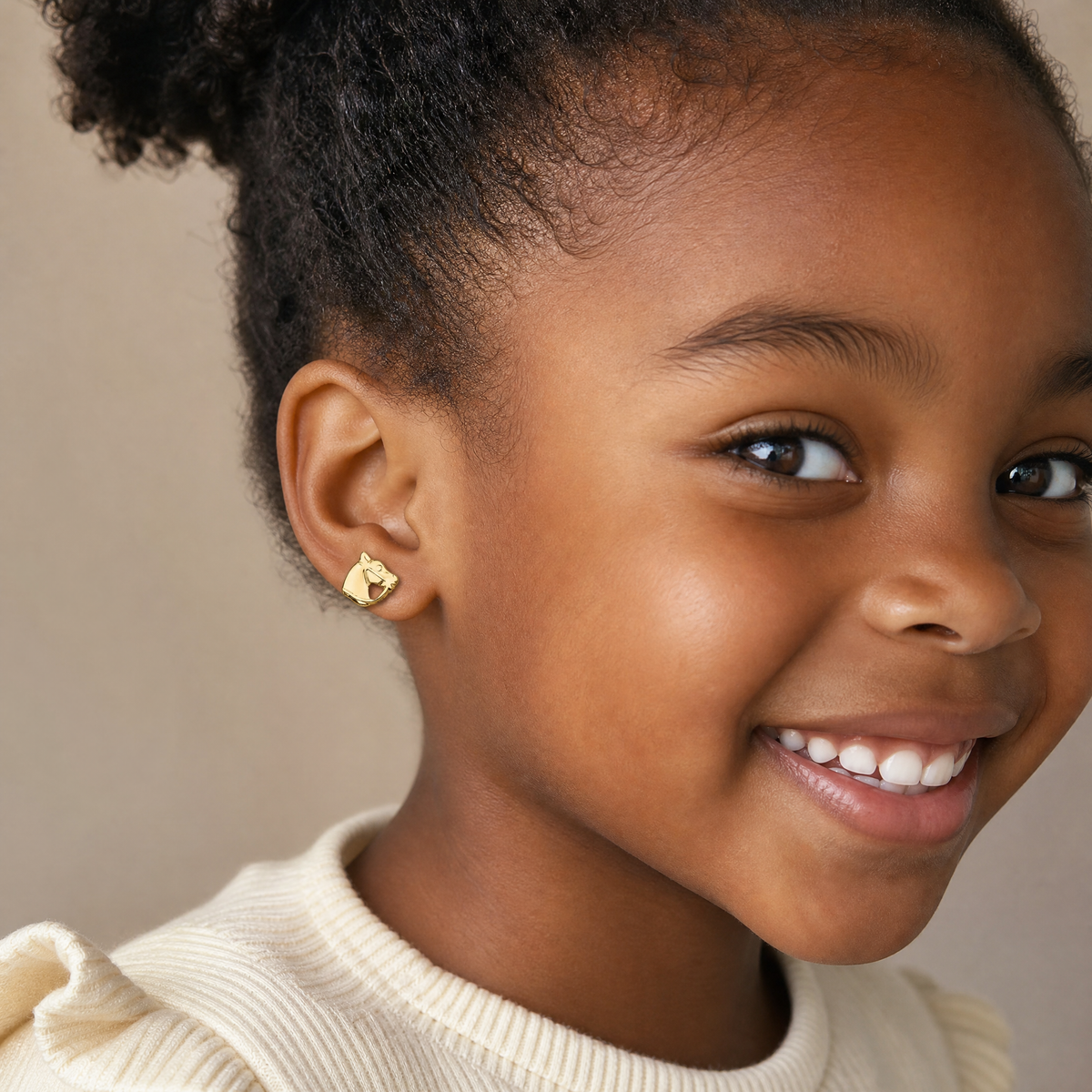 14k Madi K Horse Head Earrings - Model Shot
