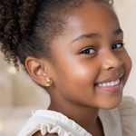 14k Yellow & Rose Gold Madi K CZ Children's Reindeer Post Earrings - Model Shot