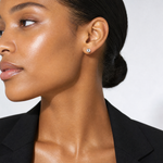 14K White Gold Polished Diamond Cut 7MM Ball Post Earrings - Model Shot
